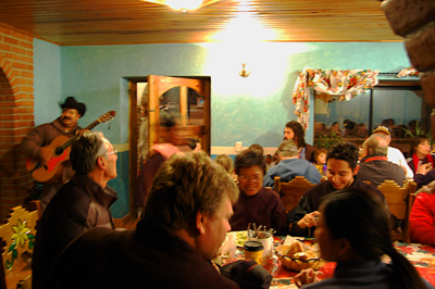 Communal dinner at Margaritas